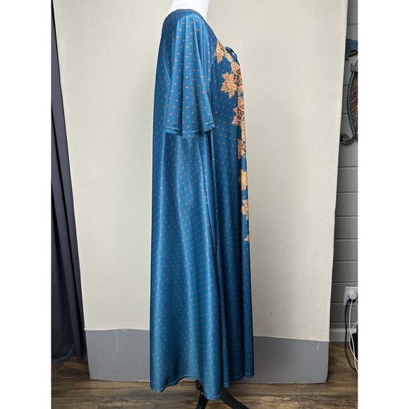 Only Necessities 18/20 Blue Zip Up Floral Paisley House Dress Muu Muu. - Picture 6 of 16